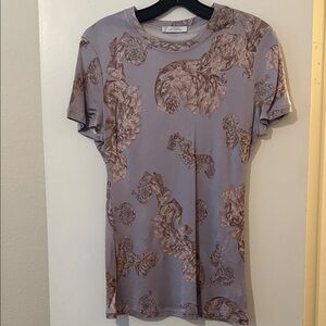 A. Versace collection Lavender and Brown Short Sleeve Top